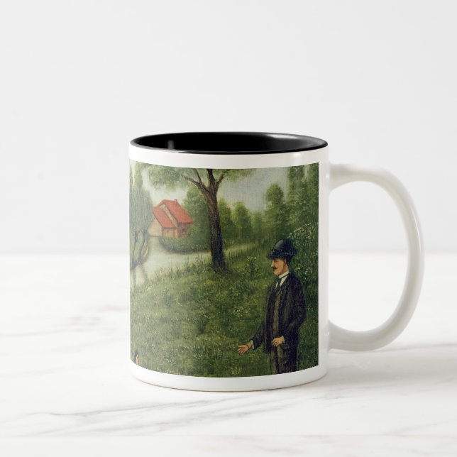 Kind mit Gänsen Zweifarbige Tasse (Rechts)