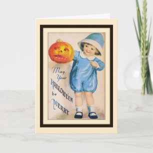 Kind mit Halloween Jack O' Lantern Card Karte