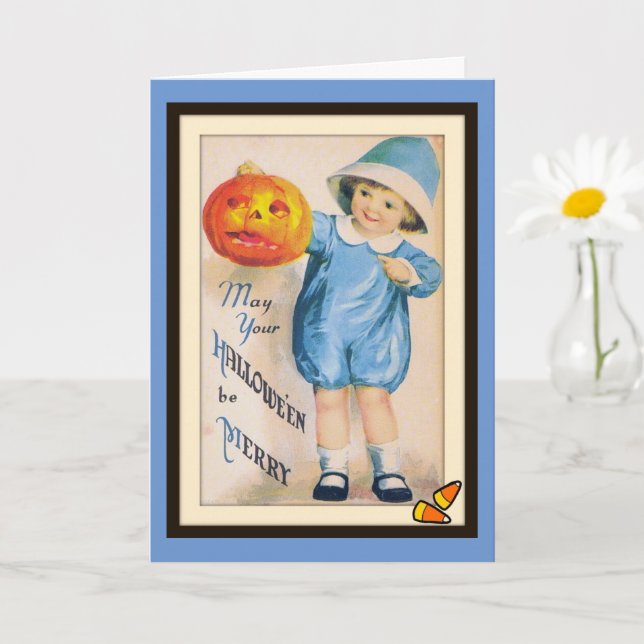 Kind mit Halloween Jack O' Lantern Card Karte (Kleine Pflanze)