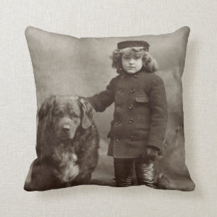 Kind mit Hund, C1885 Kissen