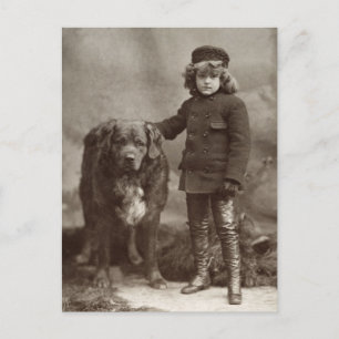 Kind mit Hund, C1885 Postkarte