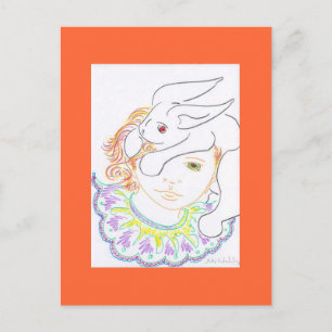 Kind mit Kaninchen Postkarte