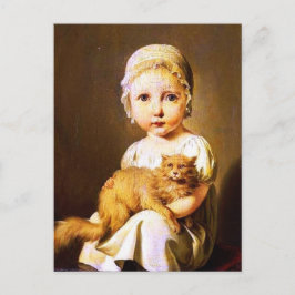 Kind mit Katze Postkarte
