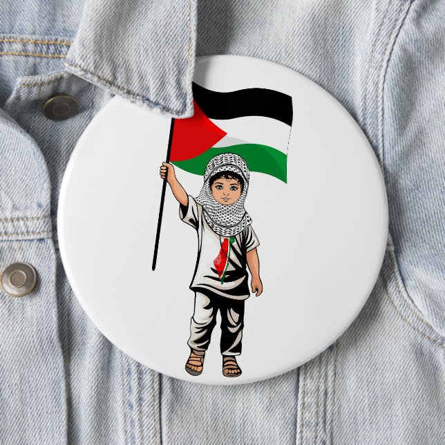 Kind mit Keffiyeh Palästina-Flagge Button (Beispiel)