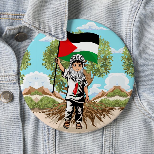 Kind mit Keffiyeh Palästina-Flagge Button (Beispiel)