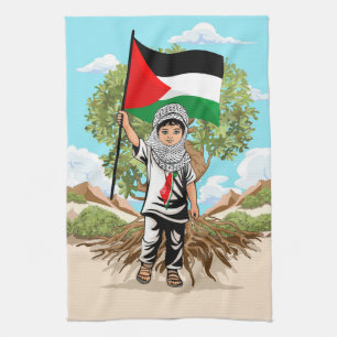 Kind mit Keffiyeh Palästina-Flagge Geschirrtuch