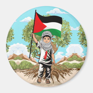 Kind mit Keffiyeh Palästina-Flagge Magnet