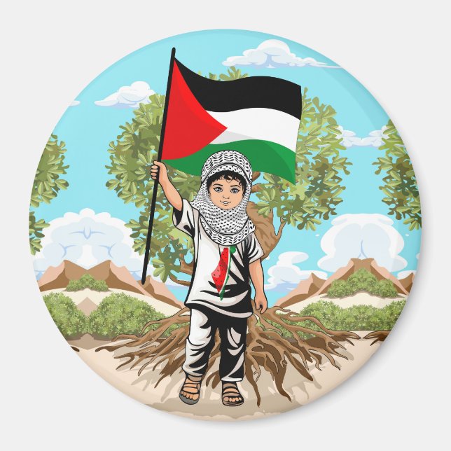 Kind mit Keffiyeh Palästina-Flagge Magnet (Vorne)