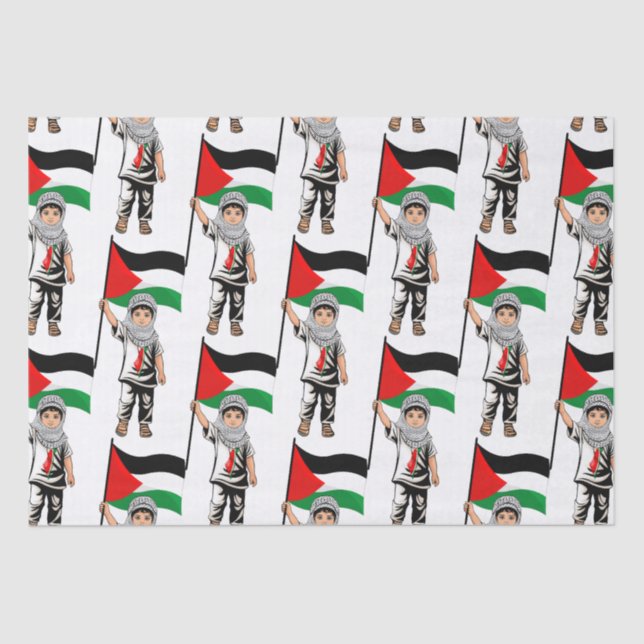 Kind mit Keffiyeh Palästina-Flagge Seidenpapier (Vorderseite)