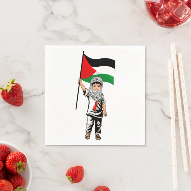 Kind mit Keffiyeh Palästina-Flagge Serviette (Beispiel)