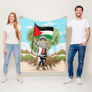 Kind mit Keffiyeh Palästina-Flagge und Olivenbaum Fleecedecke