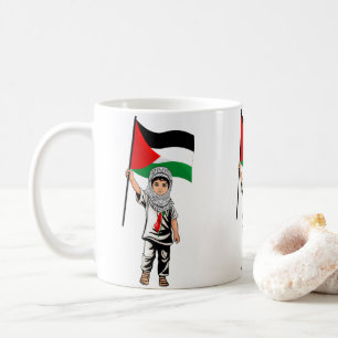 Kind mit Keffiyeh Palästina-Flagge und Olivenbaum Kaffeetasse