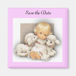 Kind mit Lamm Magnet