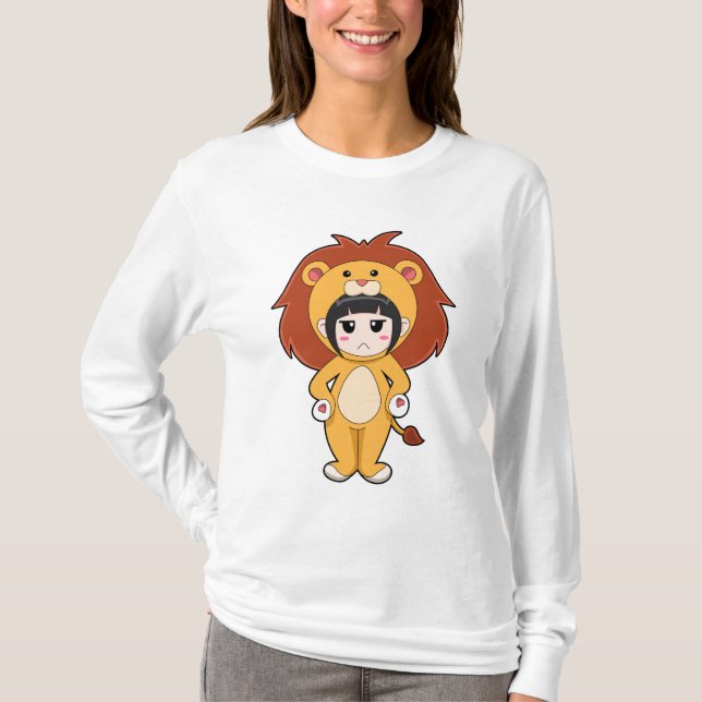 Kind mit Löwenkostüm T-Shirt (Vorderseite)