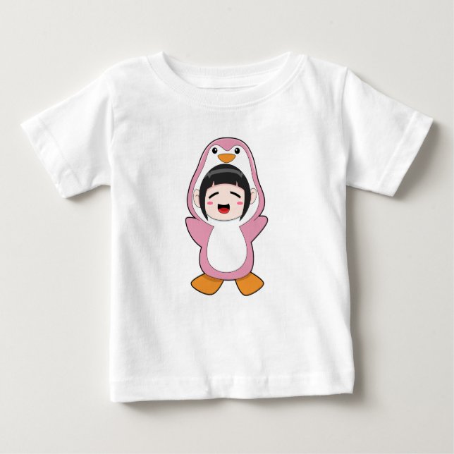 Kind mit Penguin-Kostüm Baby T-shirt (Vorderseite)