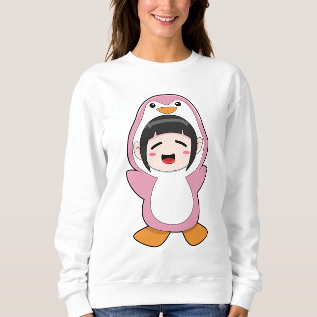 Kind mit Penguin-Kostüm Sweatshirt (Vorderseite)