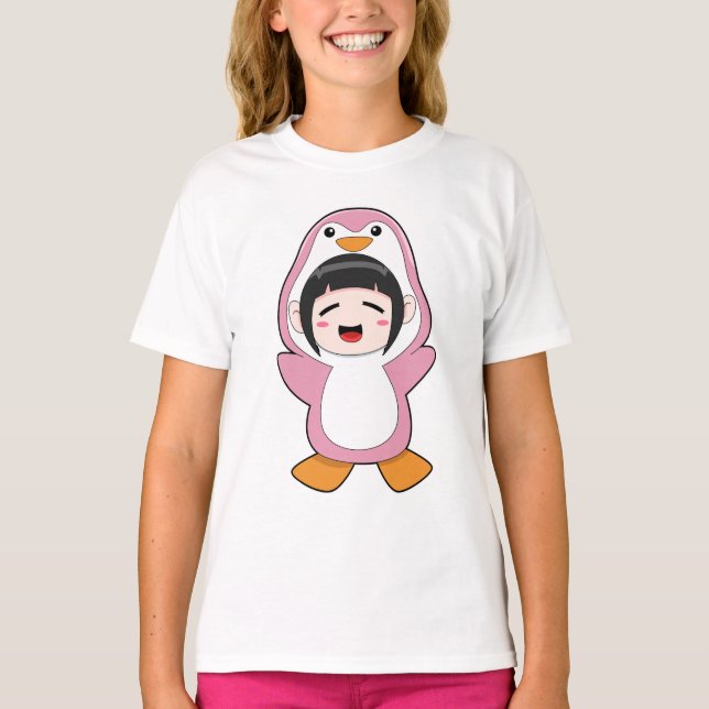 Kind mit Penguin-Kostüm T-Shirt (Vorderseite)