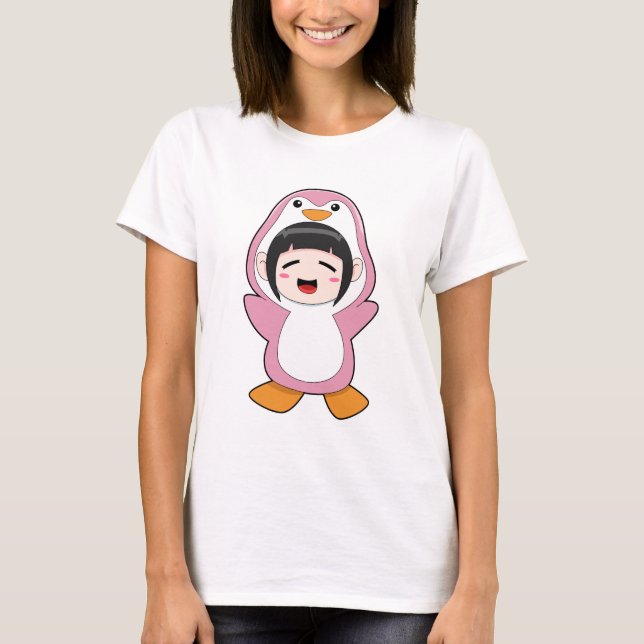Kind mit Penguin-Kostüm T-Shirt (Vorderseite)