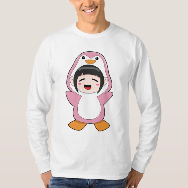 Kind mit Penguin-Kostüm T-Shirt (Vorderseite)