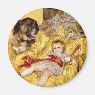 Kind mit Saint Bernard: Kunst von Anders Zorn, 188 Magnet