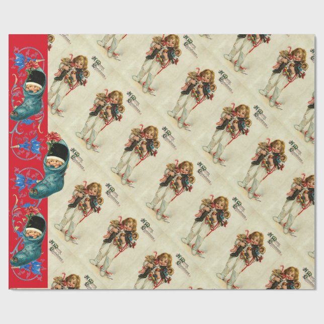 KIND MIT SPIELZEUGEN, KINDERN UND STRÜMPFEN GESCHENKPAPIER (Flach)