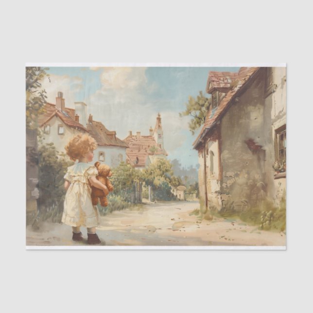 Kind mit Teddy Bären 2 Dekoupage Paper Seidenpapier (Vorderseite)