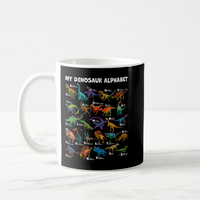 Kind Of Dinosaurs Alphabet A-Z ABC Dino Identifica Kaffeetasse (Links)