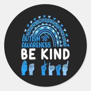 Kind Sign Language Asl Puzzle Rainbow Autisware Runder Aufkleber
