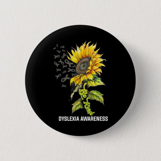 Kind Sonnenblume Dyslexie Bewusstsein Button (Vorderseite)
