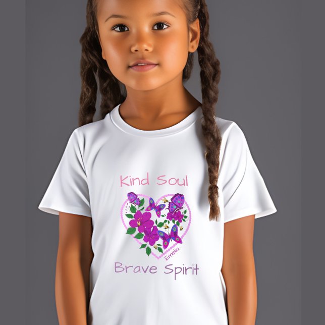 Kind Soul Brave Spirit Wild Freie Blume Herz T-Shirt (Von Creator hochgeladen)