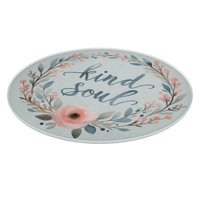 Kind Soul Floral Wreath Watercolor Quote Schneidebrett (Ecke)