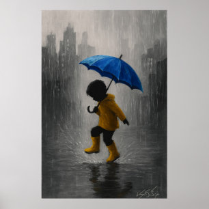 Kind tanzt im Regen Poster