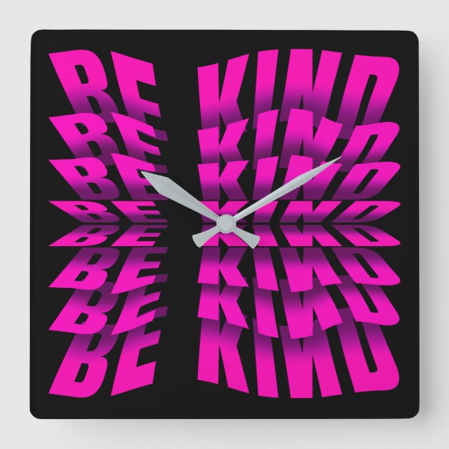 KIND TEXT EFFECT PINK TYPOGRAPHIE QUADRATISCHE WANDUHR (Vorderseite)