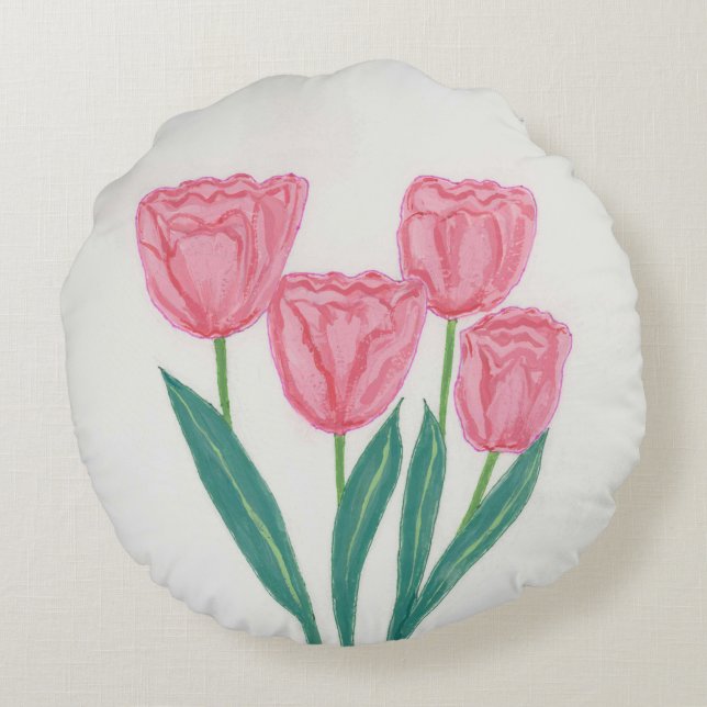 Kind Tulips Florals Throw Kissen (Rückseite)