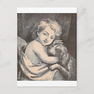 Kind und Hund Postkarte