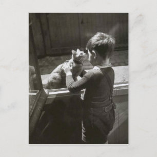 Kind und seine Katze - Willy Ronis Postkarte