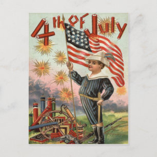 Kind USA Flag Feuerwerk Knallkörper Explosion Postkarte