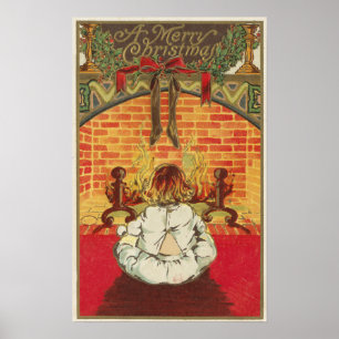 Kind vor dem Feuer Poster