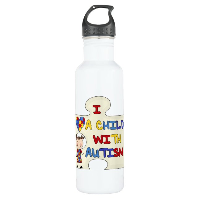 Kind WIth Autism Brünett Girl 2 Edelstahlflasche (Vorderseite)