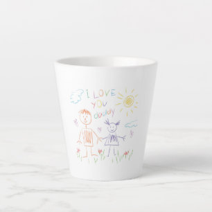 Kind Zeichnend Vater Latte Tasse