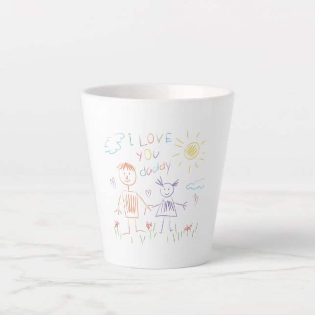 Kind Zeichnend Vater Latte Tasse (Vorderseite)