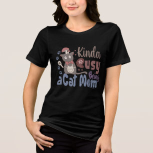 Kinda beschäftigt als Cat Mama - Funny Koch Cat Qu Tri-Blend Shirt