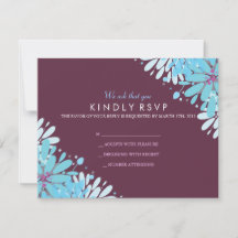 KINDA BLUE FLOWERS Wedding Response Card