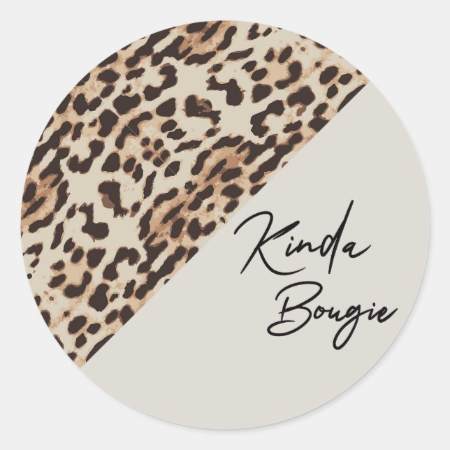 Kinda Bougie Beige Leopardprint Runder Aufkleber (Vorderseite)