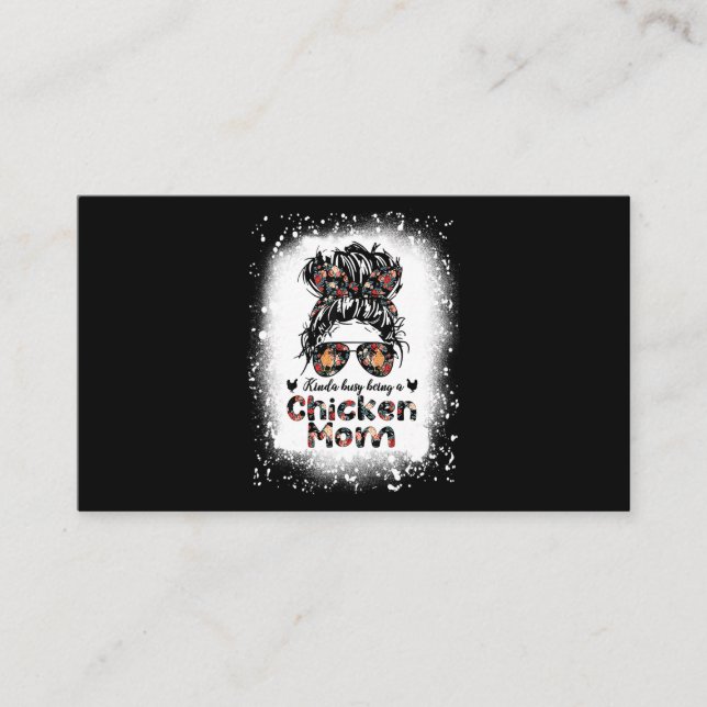 Kinda Busy Being A Chicken Mom Messy Bun Floral Ba Visitenkarte (Vorderseite)