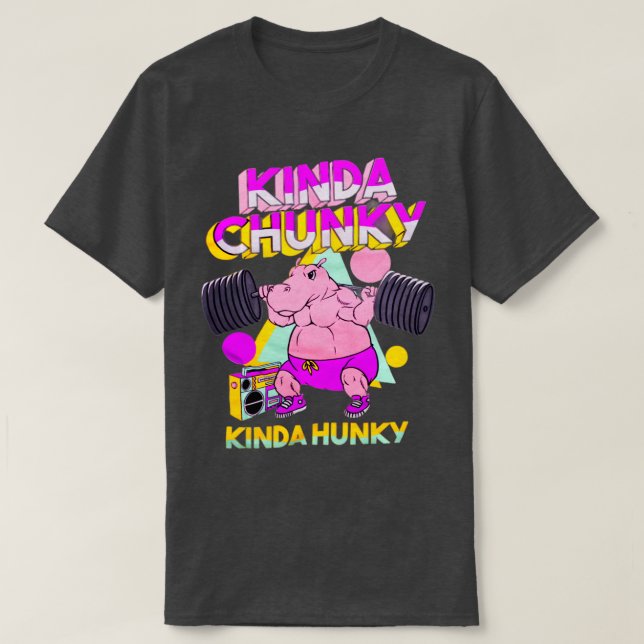 Kinda Chunky Kinda Hunky Bodybuilding Gym Long Sle T-Shirt (Design vorne)