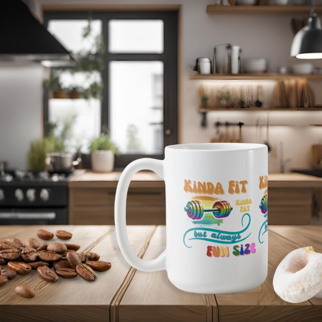Kinda Fit Funny Gym Fitness Rainbow Kaffee Tasse (Foodie meets Fitness Kinda Fat Always Fun Size Coffee Mug )