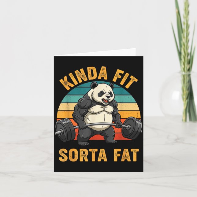 Kinda Fit Sorta Fat Funny Gym Panda Weightlifting  Karte (Vorderseite)