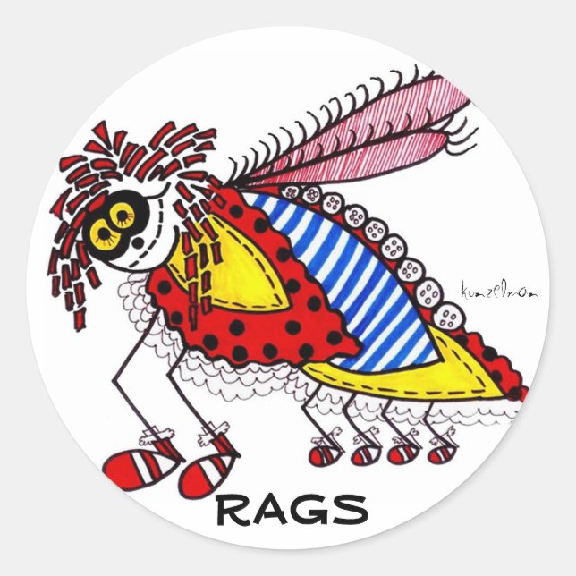 KINDA' WIE EIN RAGS BUG RUNDER AUFKLEBER (Vorderseite)