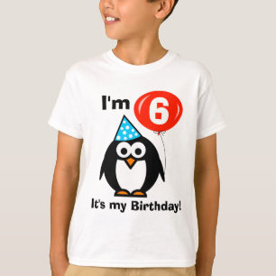 Kinder6. Geburtstags-Shirt mit niedlichem Penguin T-Shirt